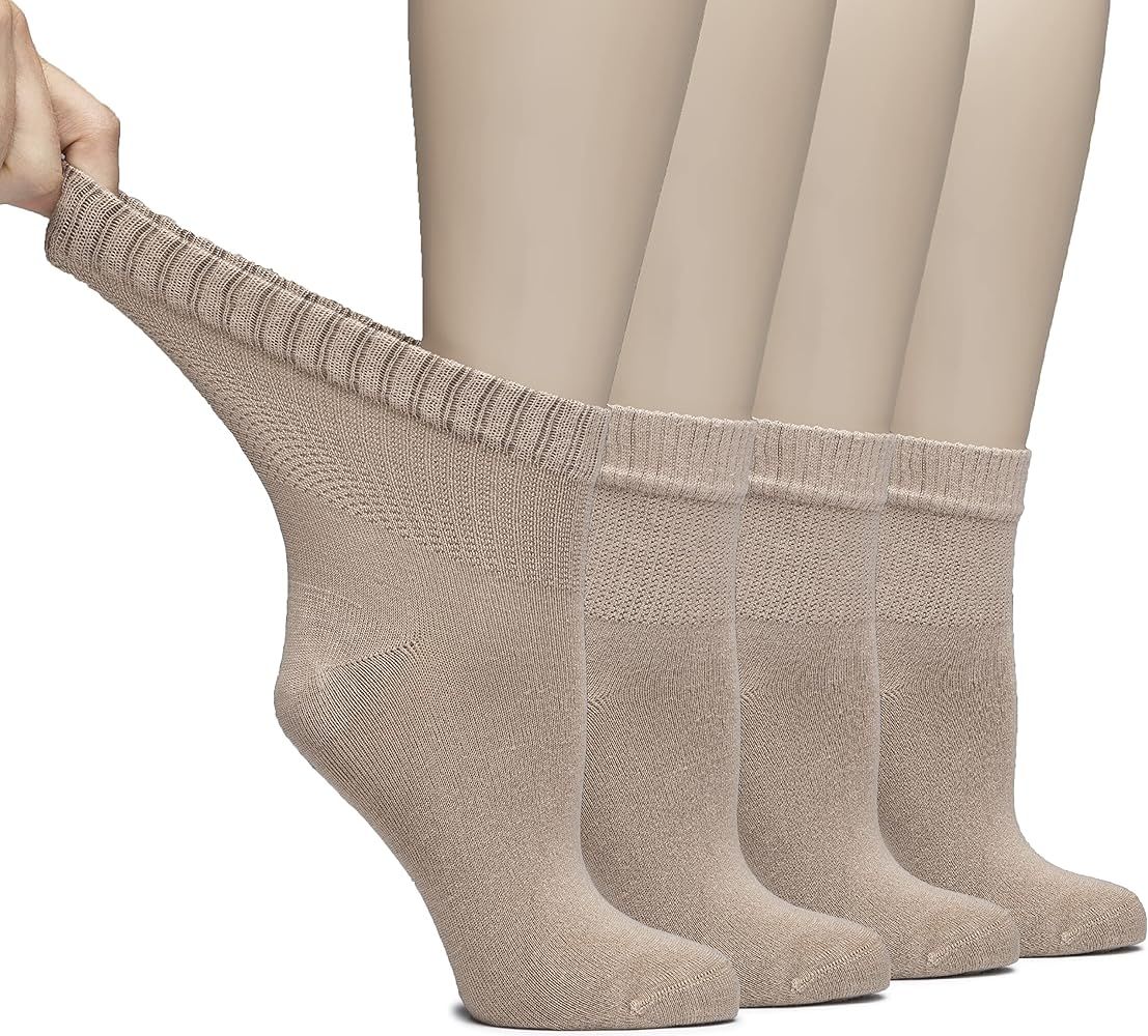 HUGH UGOLI Women Diabetic Ankle Socks, Super Soft & Thin Bamboo Socks, Wide & Loose, Non-Binding ... | Amazon (US)