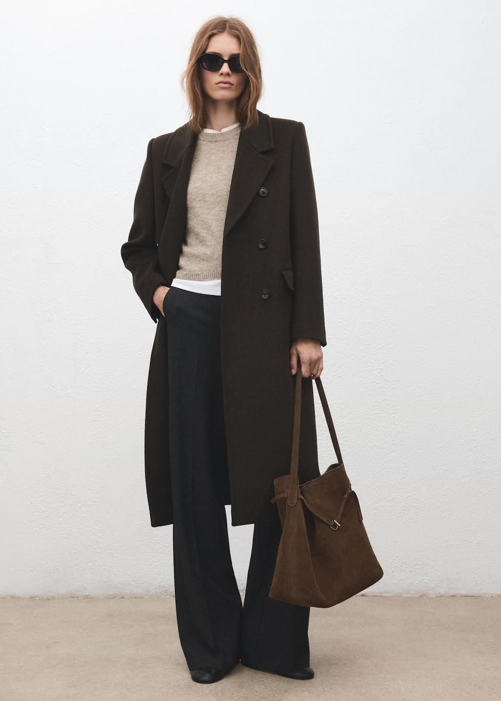 Suede bucket bag brown - Woman - One size - MANGO | Mango (US/MX/AU)