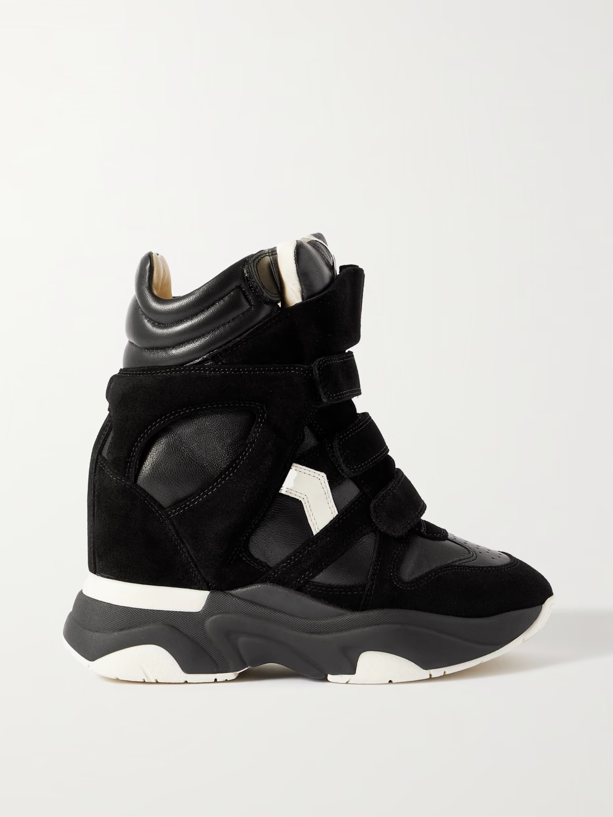 Isabel Marant - Balskee Leather And Suede High-top Wedge Sneakers - Black | NET-A-PORTER (US)
