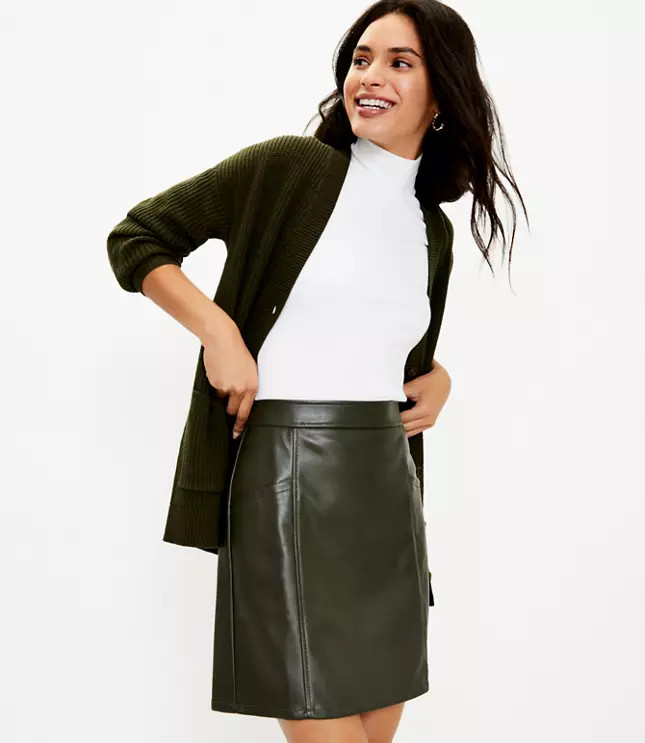 Petite Faux Leather Pocket Mini Skirt | LOFT