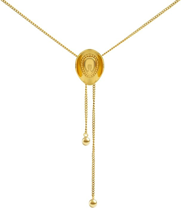 Gold Western Cowgirl Hat Necklace for Women, Cowgirl Accessories, Bolo Tie Cowboy Necktie Western... | Amazon (US)