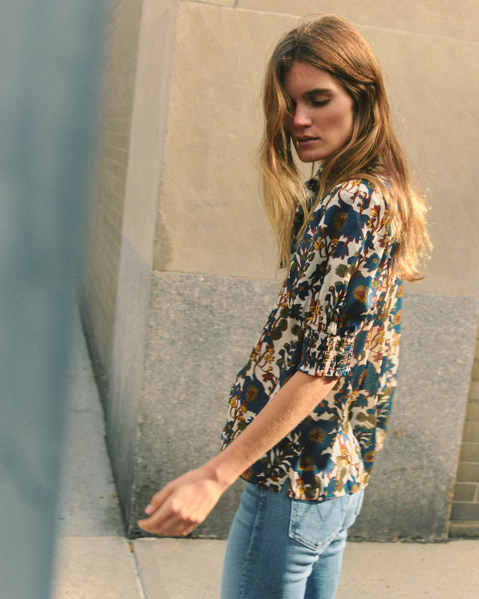 Peggy Top-Silk-Yellowstone Blanc Floral | Cartolina