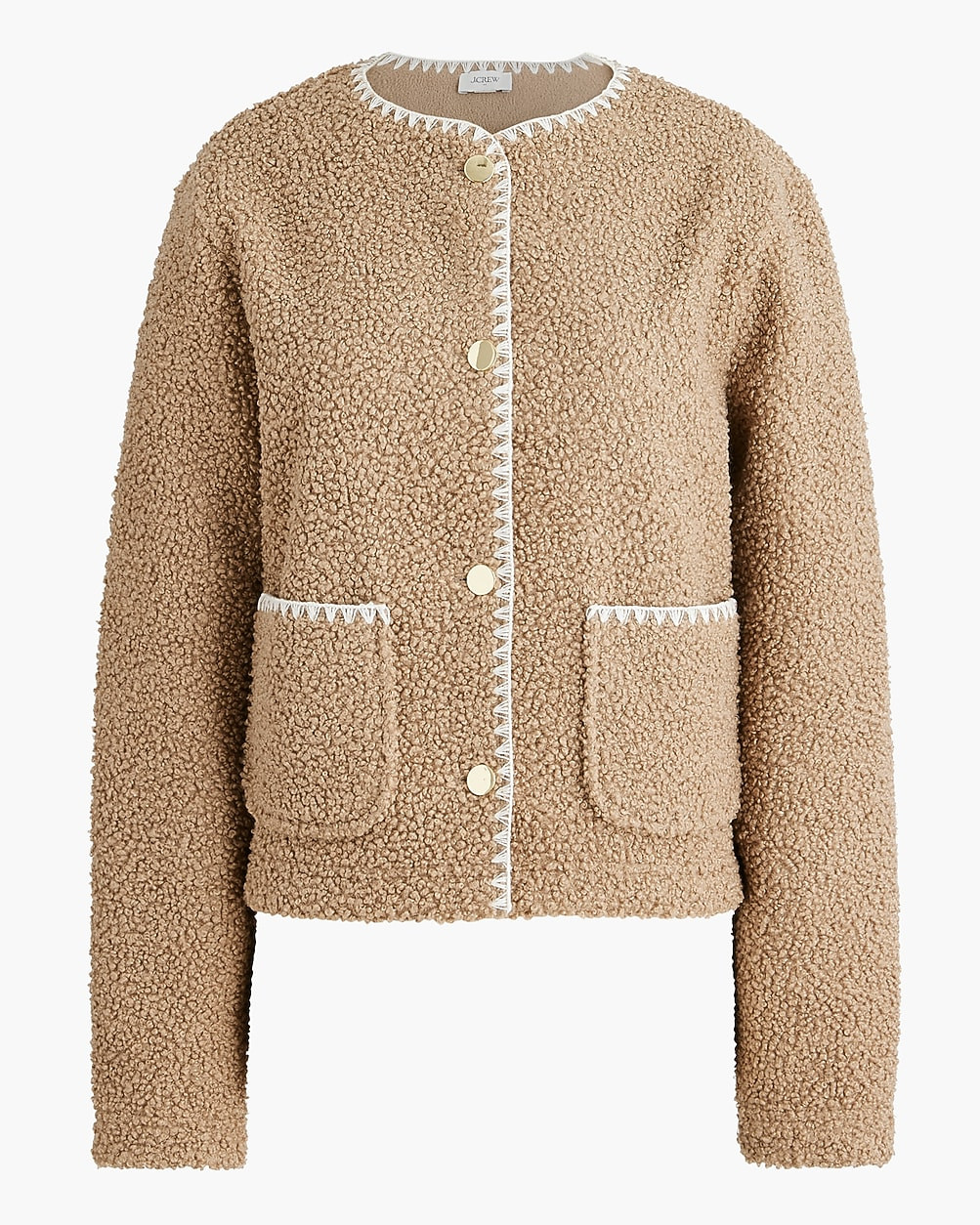 Sherpa blanket-stitch jacket | J.Crew Factory
