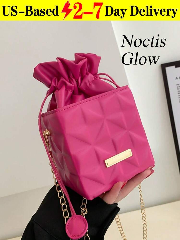 Women's Drawstring Closure Square Mini Chain Crossbody Bag Women's Small Bucket Bag Stylish Drawstring Purse Cute Shoulder Bag Designer Leather Crossbody Purse Vintage Hobo Bag Can Be Used As Valentine's Day, Thanksgiving, Halloween,Christmas Gift. | SHEIN