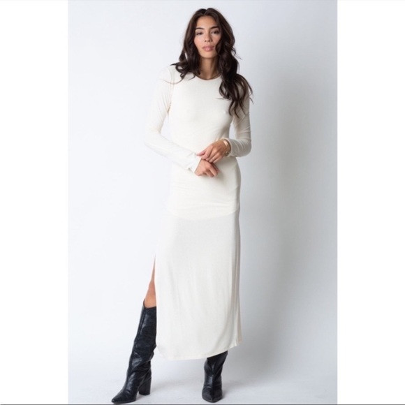 Stillwater | NWT | Wide Rib Long Sleeve Maxi Dress Cream | Poshmark