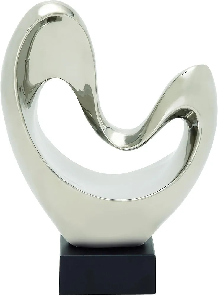 Deco 79 Polystone Abstract Decorative Sculpture Heart Home Decor Statue with Black Base, Accent F... | Amazon (US)