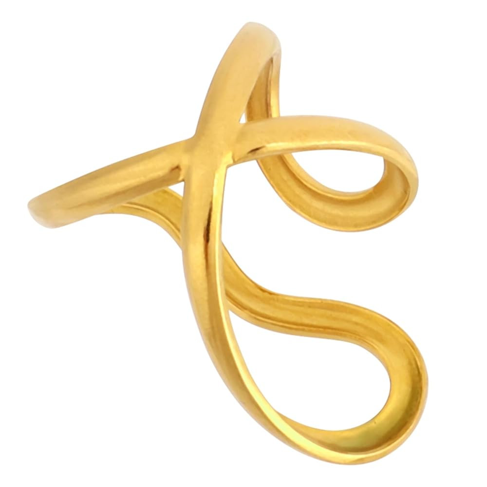 Chunky Ring for Women, Stainless Steel Irregular Wave Thumb Ring Adjustable Non-Tarnish Statement... | Amazon (US)