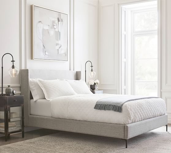 Jake Upholstered Platform Bed with Metal Legs | Pottery Barn (US)