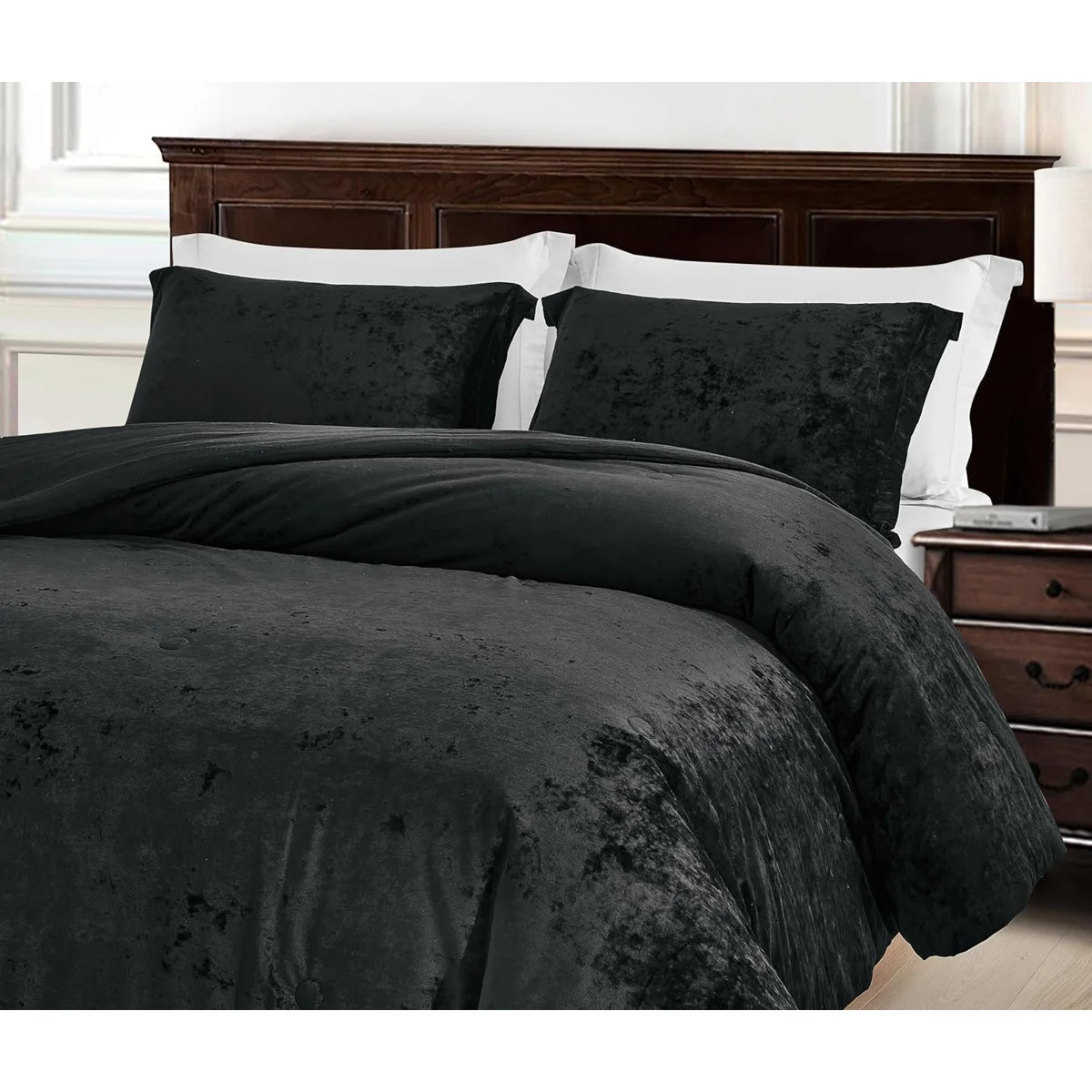 Lux Distressed Velvet Reversible Comforter Set | Wayfair North America
