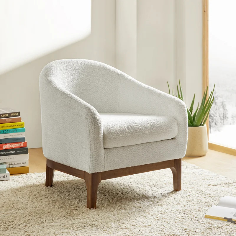 Rajeen Boucle Upholstered Armchair with Solid Wood Legs | Wayfair North America