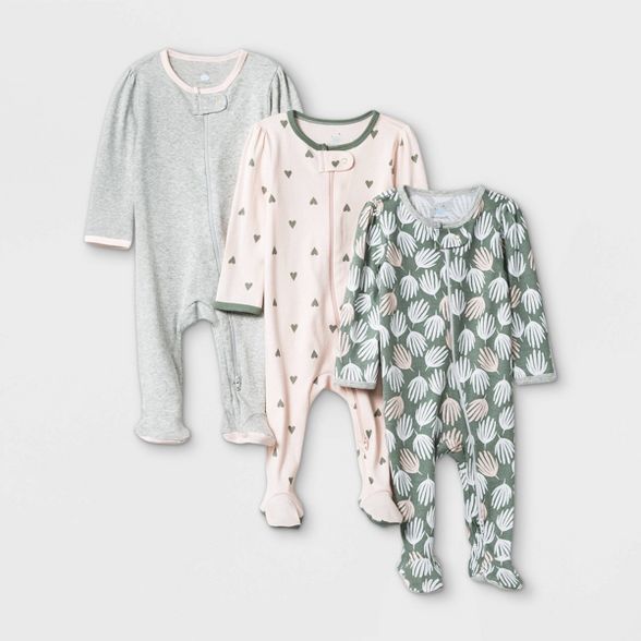 Baby Girls' Sleep N' Play - Cloud Island™ Pink/Green/Gray | Target