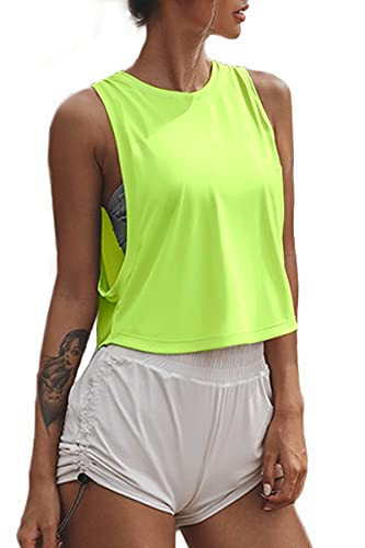 Sanutch High Neck Athletic Tops Womens Workout Tank Tops Cropped Muscle Tank for Women | Amazon (US)