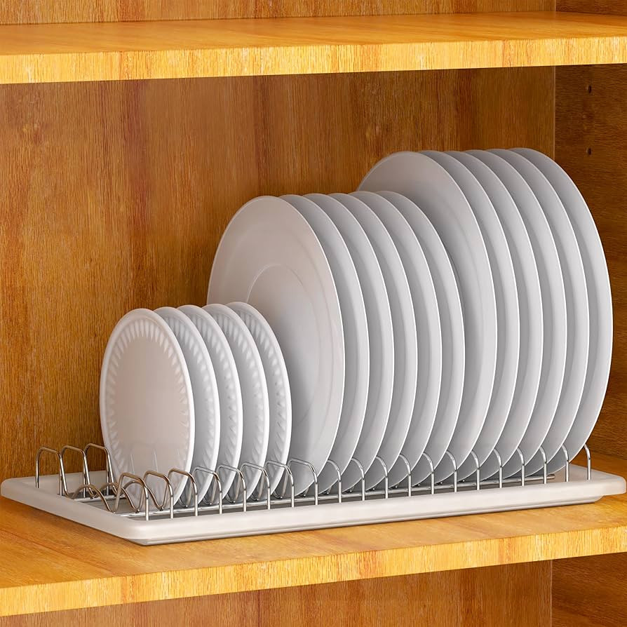 Simple Houseware Plate Drying Rack with Drainboard, Chrome | Amazon (US)