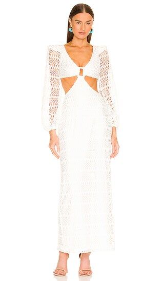 Crochet Cut Out Maxi Dress in White | Revolve Clothing (Global)