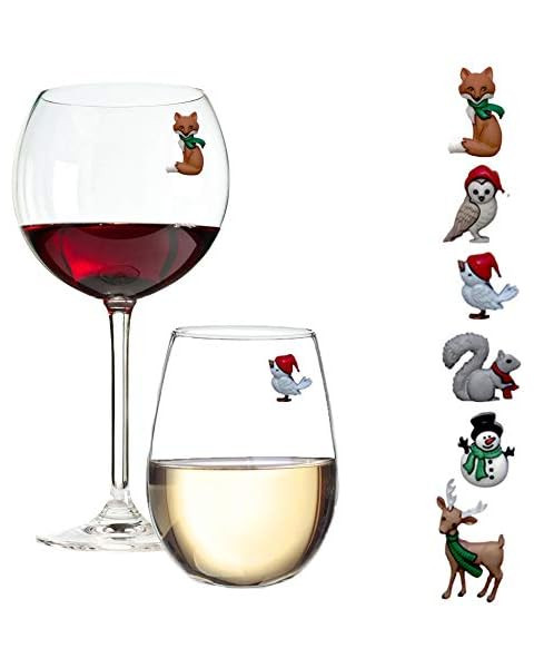 Christmas Holiday Magnetic Wine Glass Charms & Cocktail Markers Set of 12 - Great Christmas Hoste... | Amazon (US)