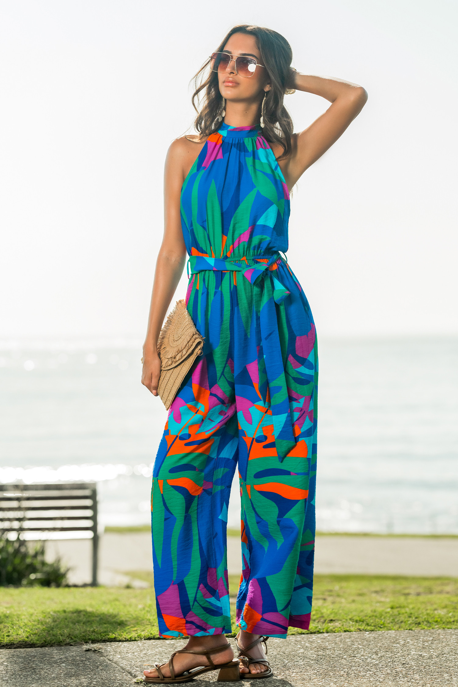 Aquarius Moon Tropical Jumpsuit - M | Cupshe US