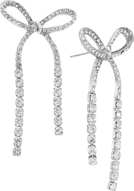 Crystal Bow Linear Drop Earrings, Macy's Exclusive | Macy's