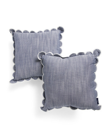 2pk Indoor Outdoor Scalloped Trim Pillows | Throw Pillows | Marshalls | Marshalls