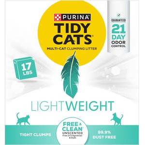 TIDY CATS Free & Clean Lightweight Unscented Clumping Clay Cat Litter, 17-lb box - Chewy.com | Chewy.com