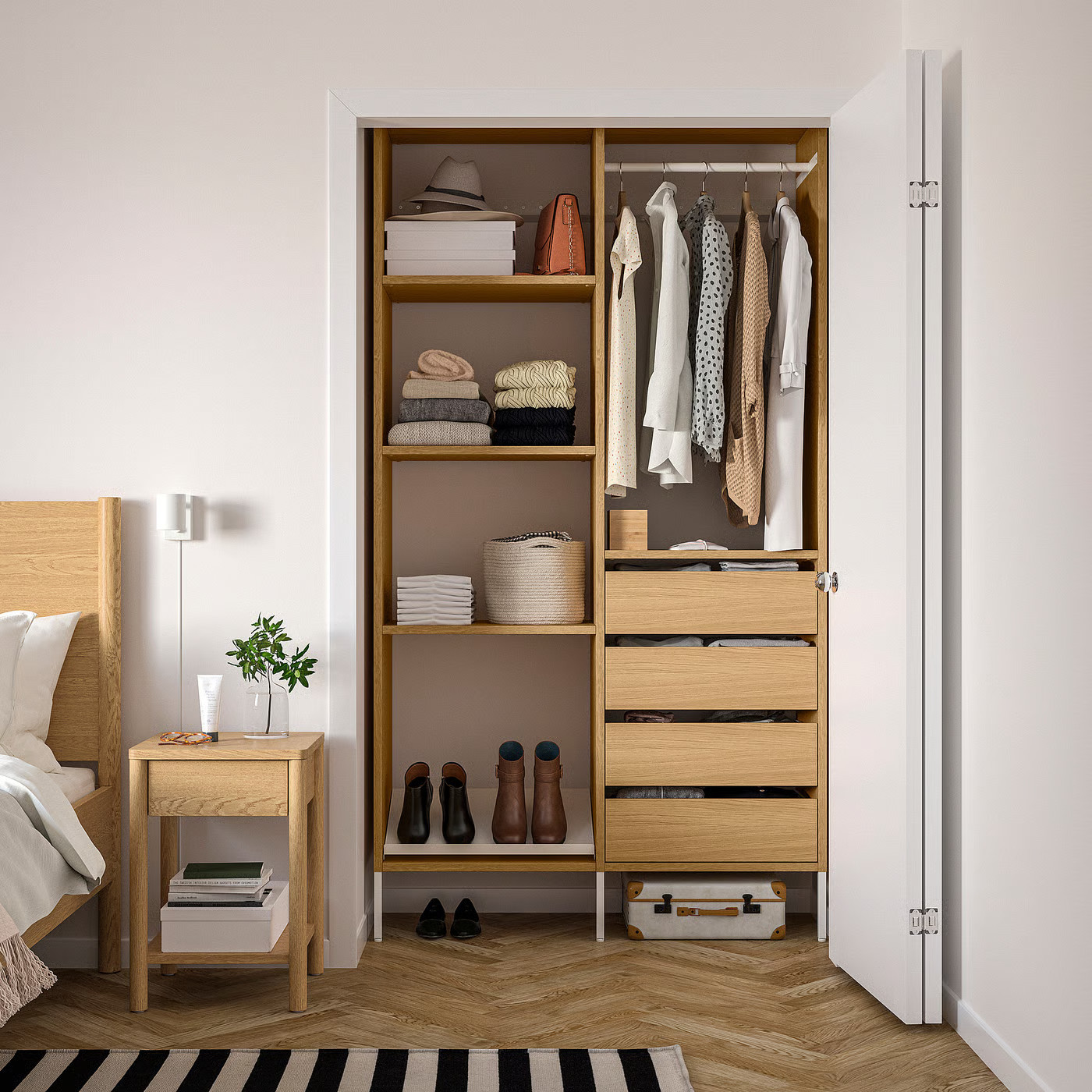 IKEA AURDAL wardrobe combination, oak veneer/white, 49 1/4x15 3/4x87 | IKEA US