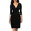 Berydress Women's 3/4 Sleeve V Neck Casual Party Work Faux Black Wrap Dress | Amazon (US)