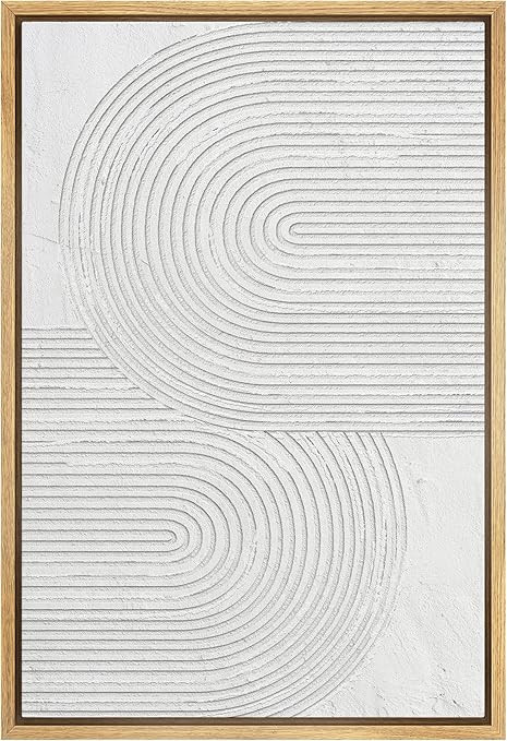 SIGNWIN Framed Canvas Print Wall Art White Vintage Geometric Spirals Abstract Shapes Illustration... | Amazon (US)
