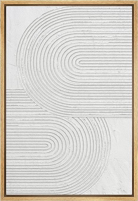 SIGNWIN Framed Canvas Print Wall Art White Vintage Geometric Spirals Abstract Shapes Illustration... | Amazon (US)