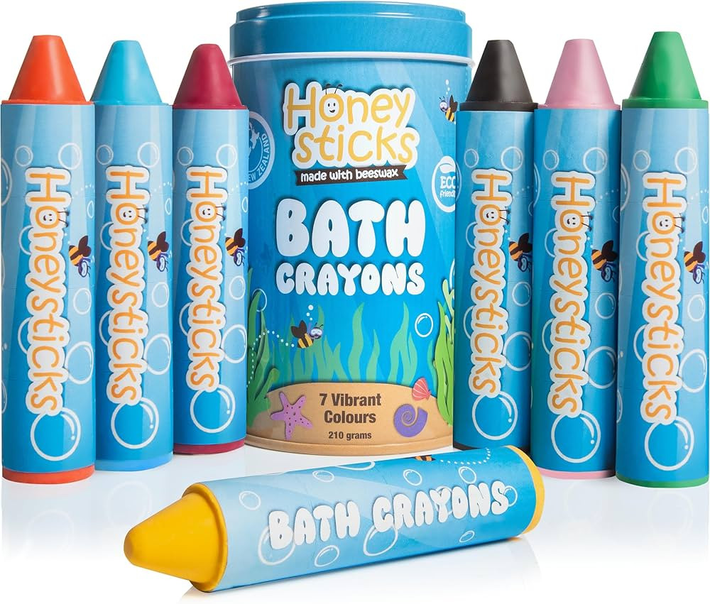 Honeysticks Super Jumbo Bath Crayons Non Toxic (7 Pack) for Toddlers 1-3 and Kids 4-8, Natural Be... | Amazon (US)