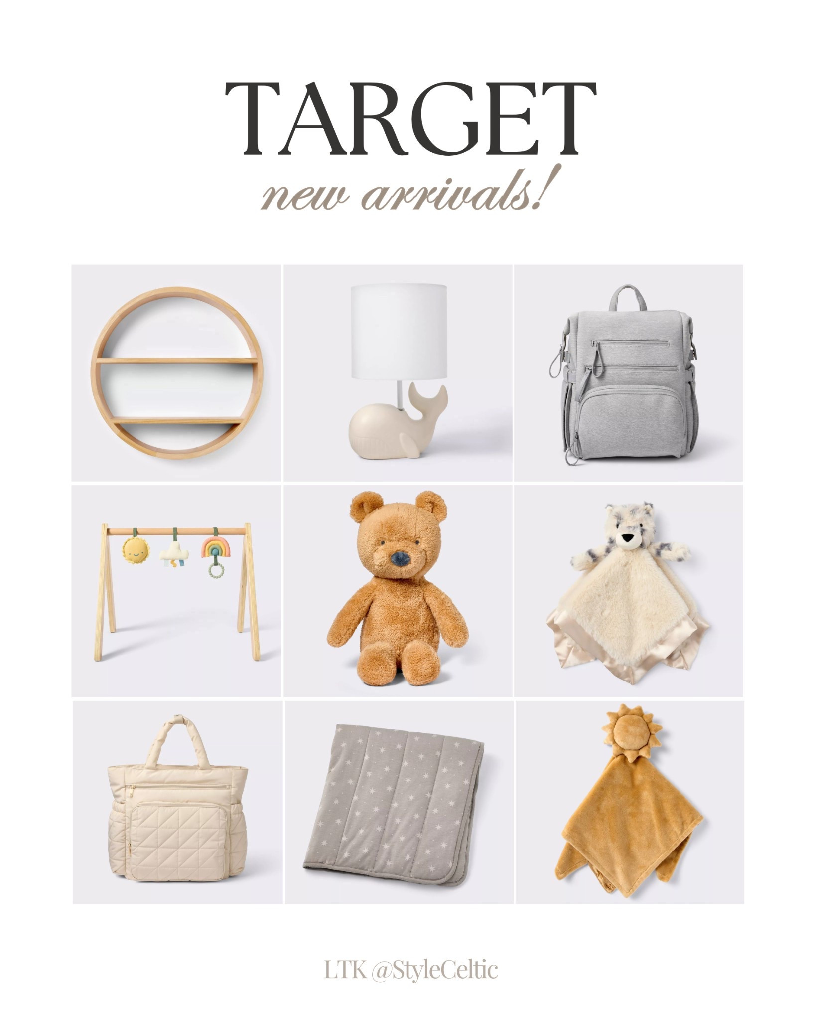 New Baby Target Arrivals! ✨
.
.
Nursery decor, baby decor, baby toys, neutral baby items, baby accessories, diaper bags, nursery shelves, new baby bags, baby nursery room, baby blankets, aesthetic baby toys, target new arrivals, baby security blanket, baby bedding, baby stuffed animals, baby play room, nursery decorations, new mom must haves, baby shower gifts, baby shower ideas, neutral baby decor, teddy bear decor, brown decor, gift guide for moms, Mother’s Day gifts

#LTKGiftGuide #LTKBaby #LTKKids