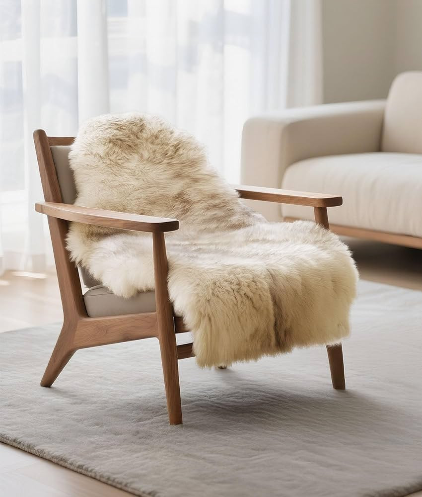 DPB Genuine Sheepskin Throw Rug, New Zealand 100% Natural Luxury Fluffy Lambskin Fur Area Rug for... | Amazon (US)