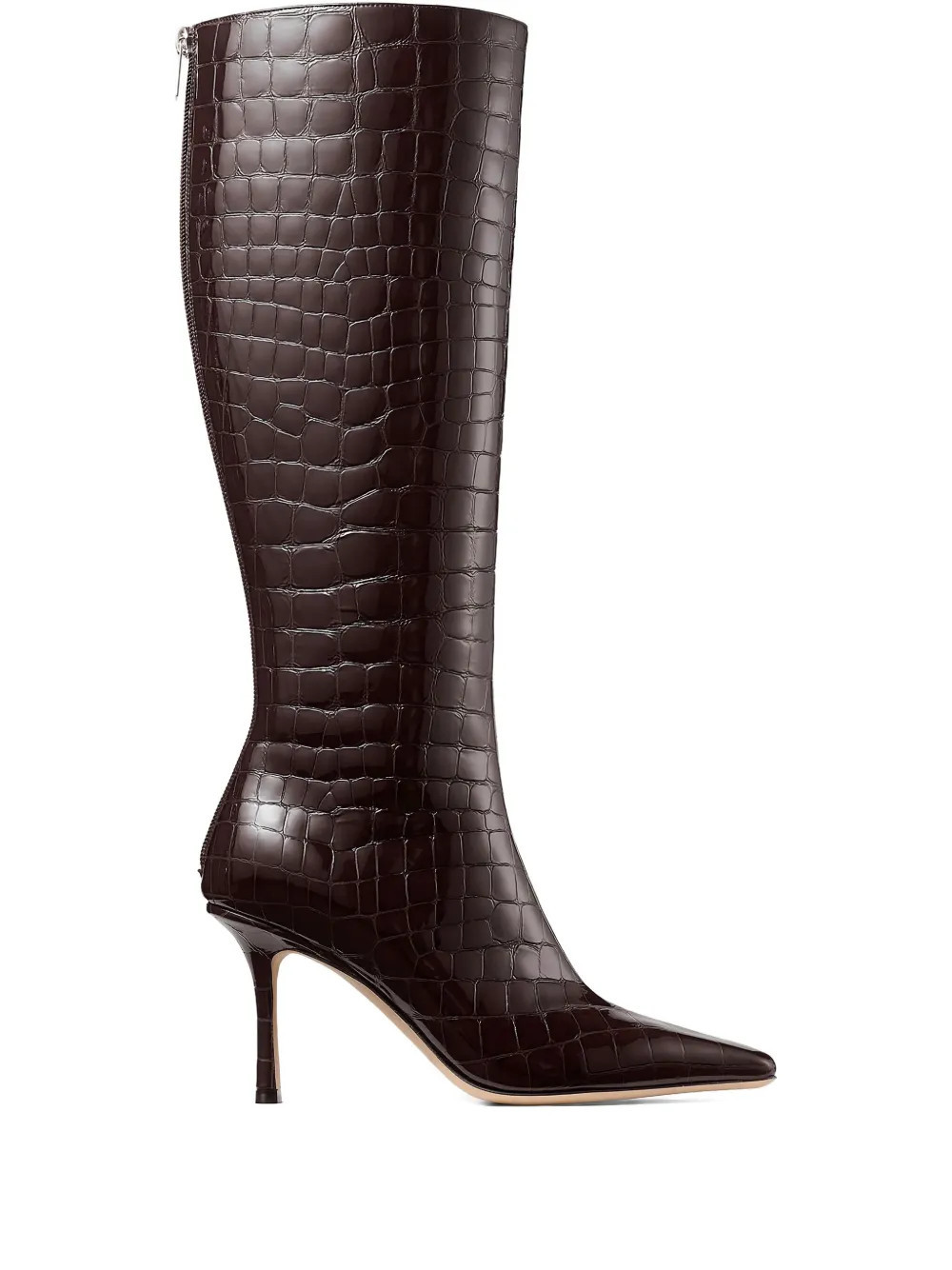 Jimmy Choo 85mm Agathe croc-embossed boots - Brown | Farfetch Global
