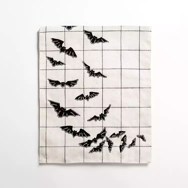 Black and White Bats Windowpane Table Runner | Kirkland's Home