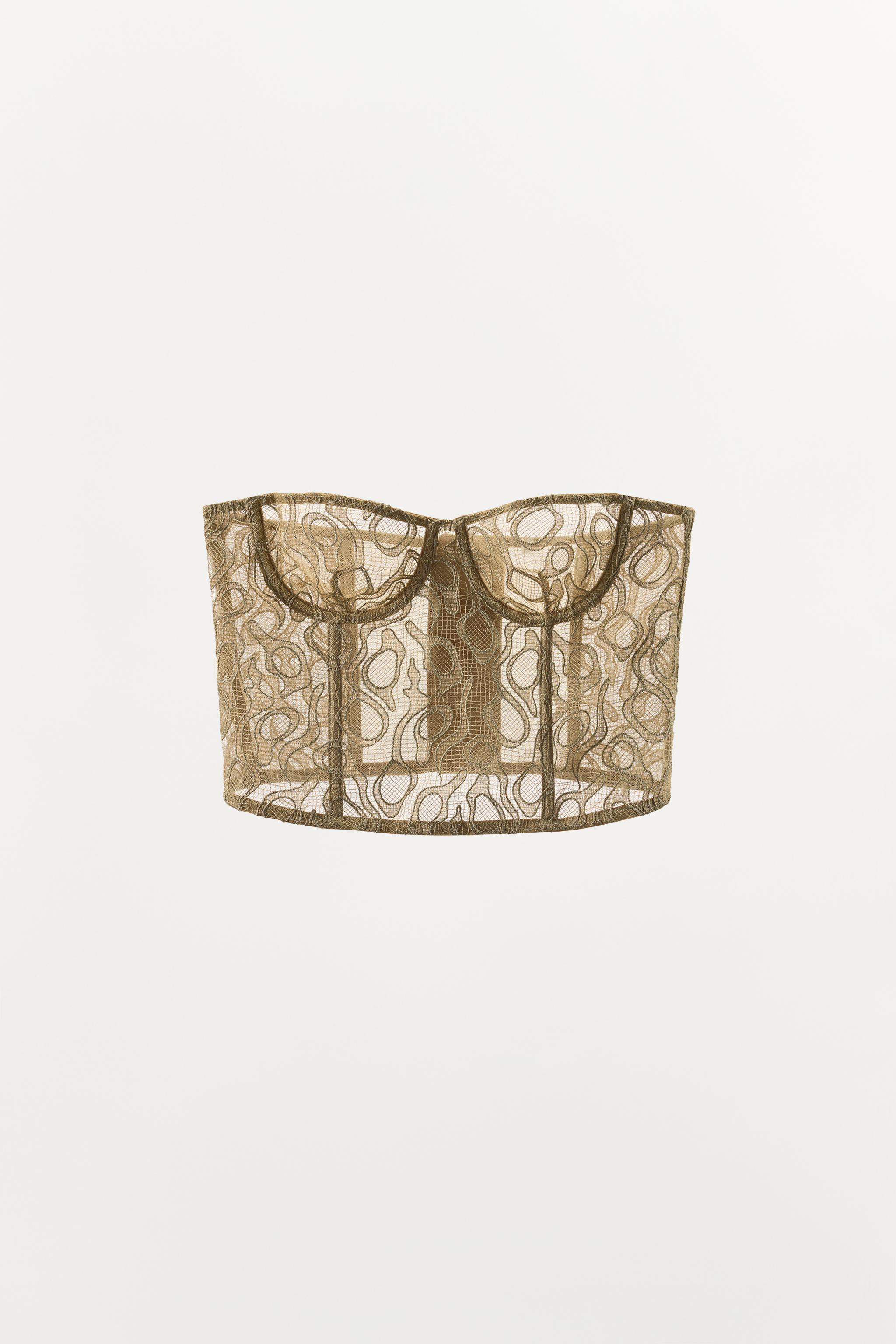 METALLIC THREAD LACE UNDERWIRE CORSET | Zara US