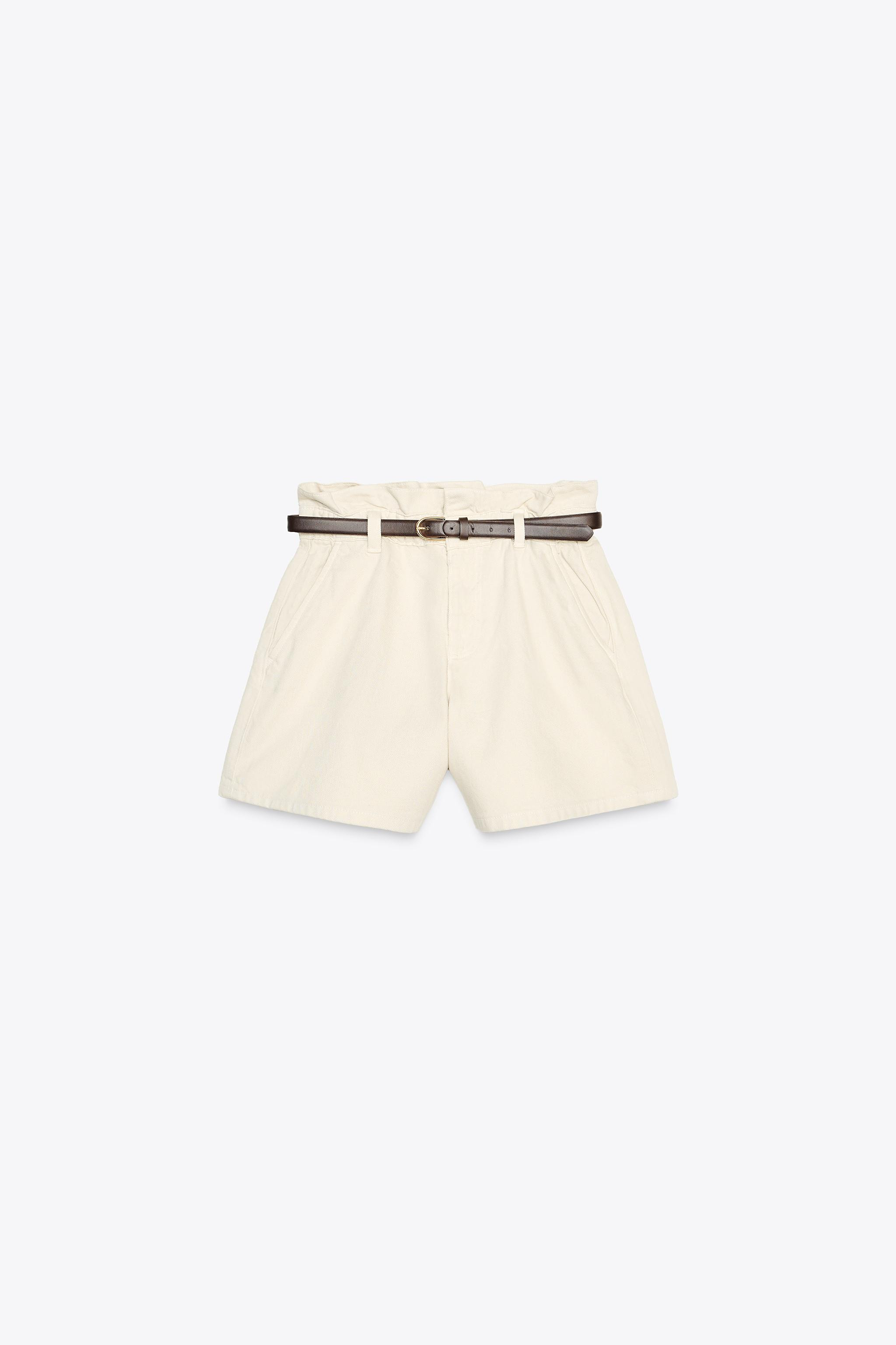 Z1975 DENIM PAPERBAG BERMUDA SHORTS WITH BELT | Zara US