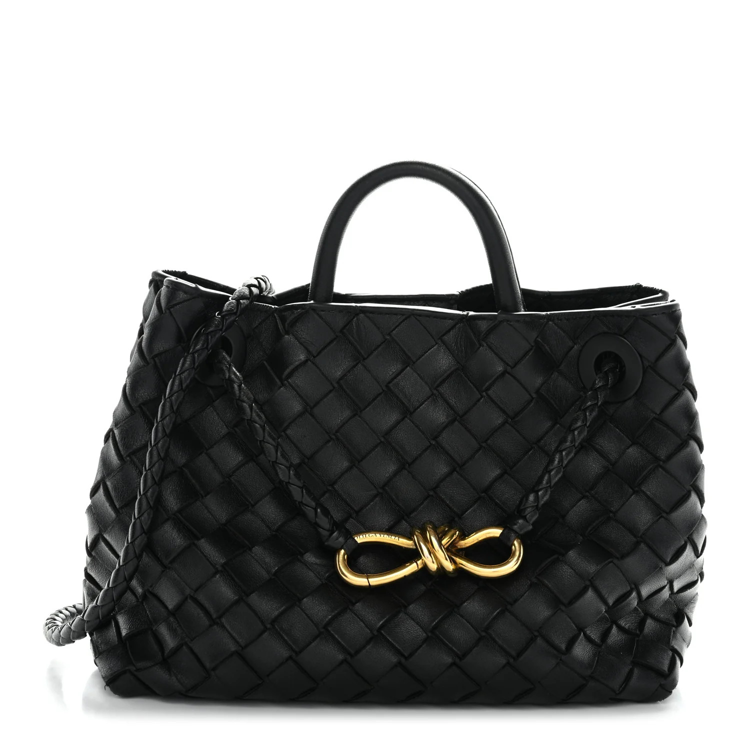 Nappa Intrecciato Small Andiamo Shoulder Bag Black | FASHIONPHILE (US)