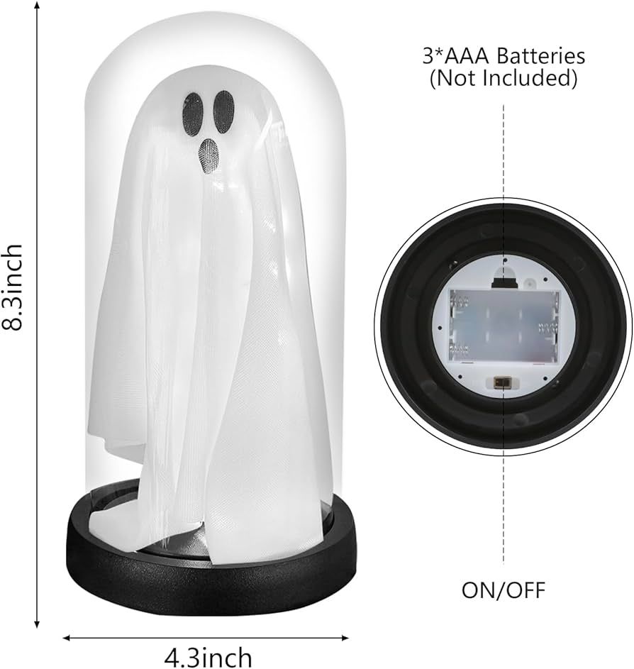 Halloween Decor-Halloween Decorations Indoor-Light Up Ghost in Glass Cloche-Cute Ghost with Light... | Amazon (US)