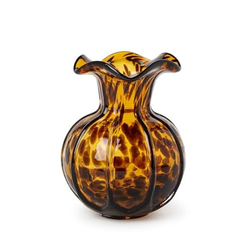 Two's Company Ruffled Tortoise Print Vase, 6.5-Inch, Glass | Amazon (US)