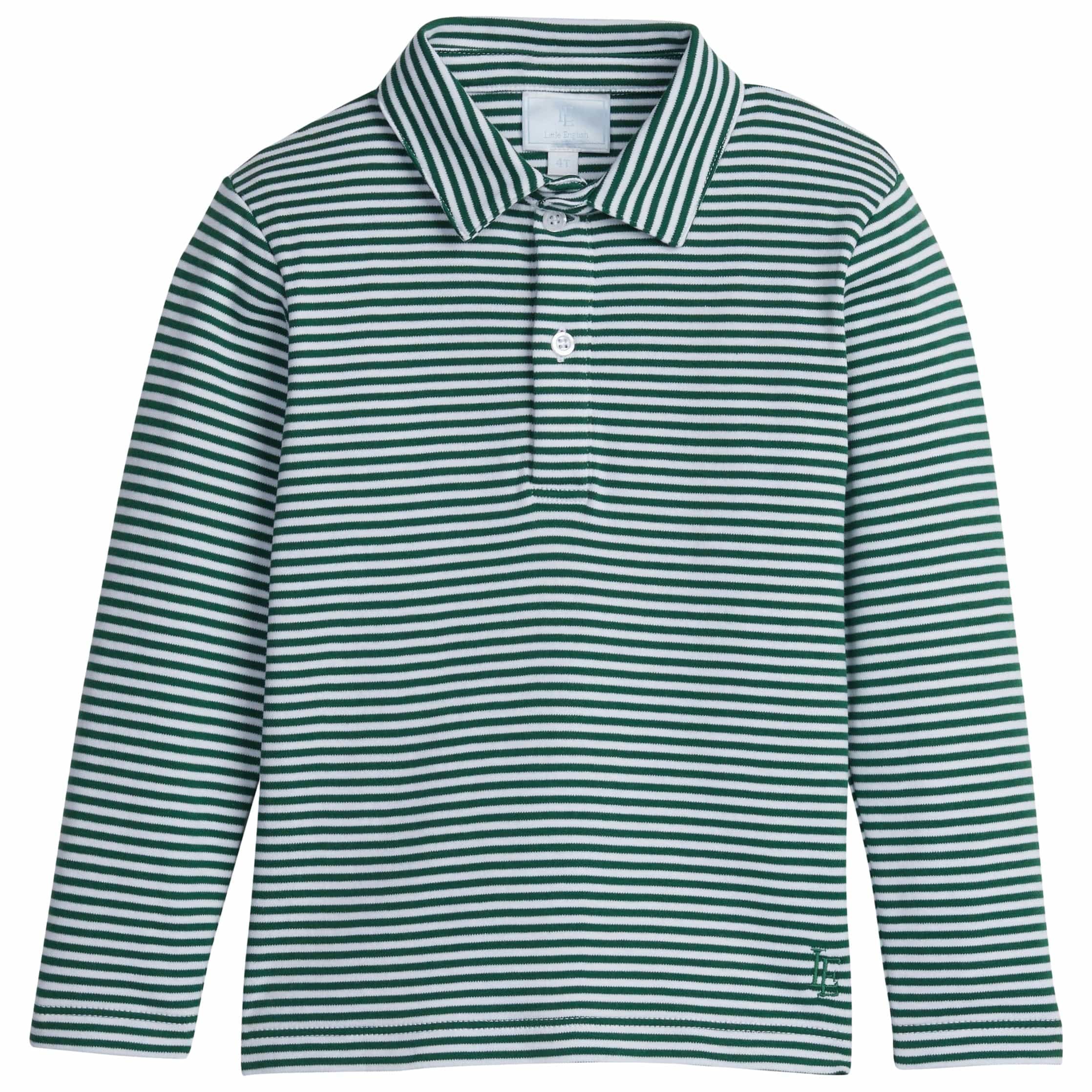 Boys Green Long Sleeve Polo - Preppy Clothing | Little English