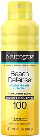 Neutrogena Beach Defense Spray Sunscreen with Broad Spectrum UVA/UVB SPF 100, Fast Absorbing Suns... | Amazon (US)
