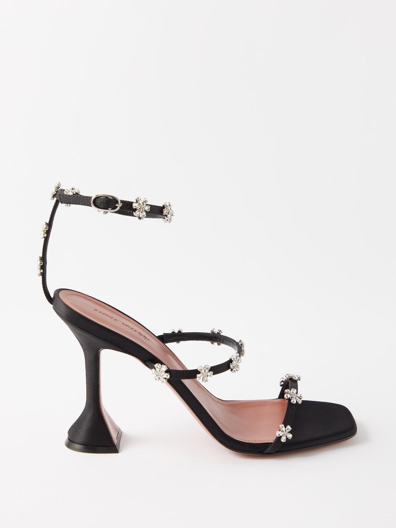 Lily 95 crystal-embellished satin sandals | Amina Muaddi | Matches (US)