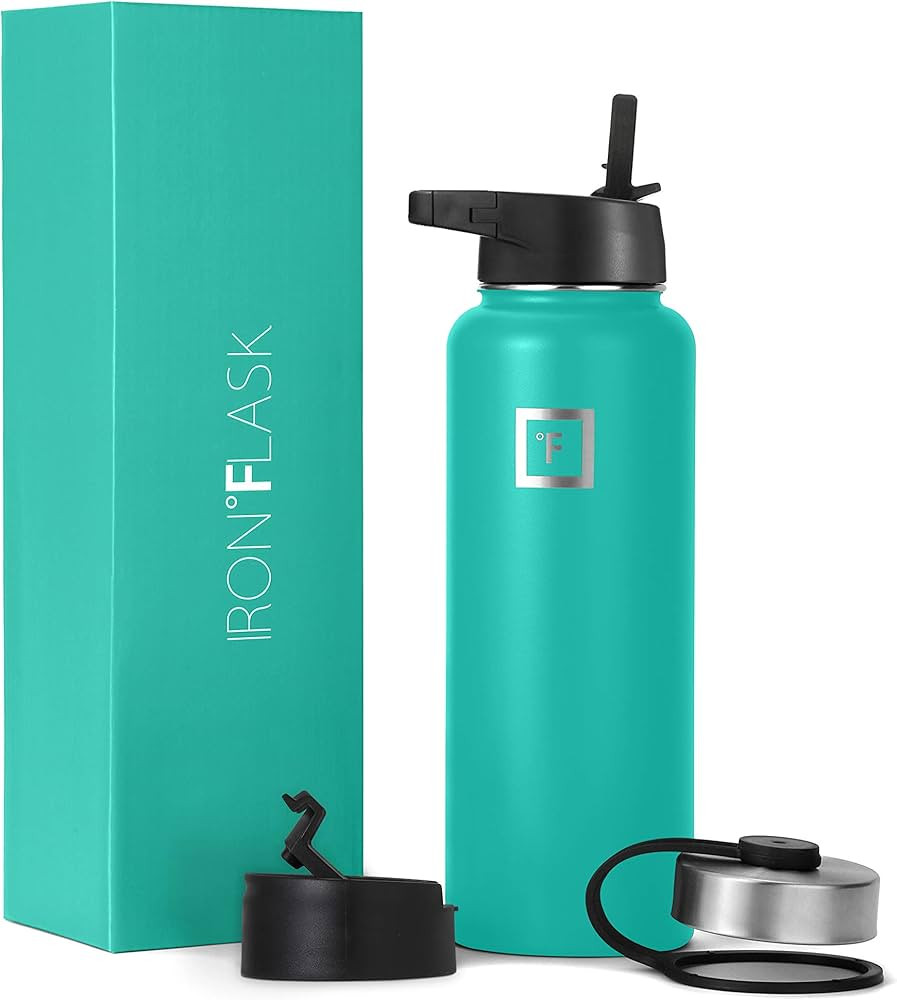 IRON °FLASK Sports Water Bottle - 40oz, 3 Lids (Straw Lid), Leak Proof - Stainless Steel Gym & S... | Amazon (US)