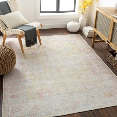Dietrick Machine Washable Oriental Grass Green/Light Pink Area Rug | Wayfair North America