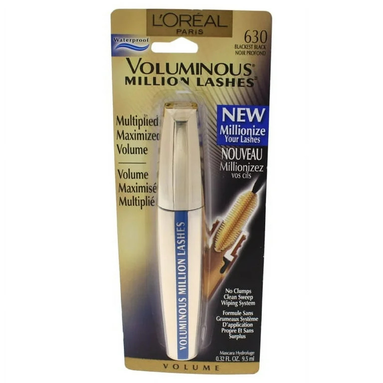 L'Oreal Paris Voluminous Million Lashes Waterproof Mascara, Blackest Black | Walmart (US)