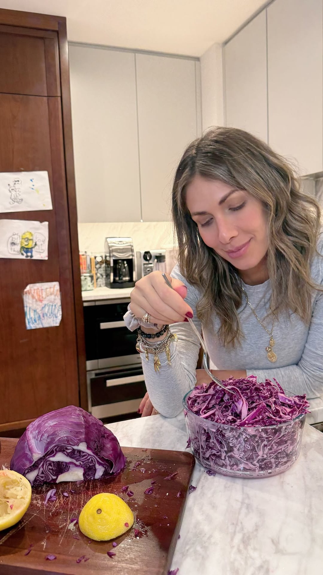 Crunchy Cabbage Salad 🥬 This is a staple in our house! It’s so versatile—you can add almost anything to it, and it gets even better the longer it marinates in the fridge. I often forget about cabbage, and it usually ends up in the trash. This recipe is a fantastic way to use it up! I love it as a side with scrambled eggs, or as the base of a larger salad with protein and other toppings.

If you try it, let me know what you add or what you pair it with in the comments! #TEDPartner

Ingredients:

• 1 head of cabbage
• ⅓ cup mayonnaise
• 3 tablespoons vinegar (white wine, apple cider, or red wine work well)
• Juice of half to one lemon
• Salt and pepper to taste

Directions:

1. Thinly slice the cabbage.

2. In a large bowl, combine the cabbage with the mayonnaise, vinegar, lemon juice, salt, and pepper.

3. Mix well, ensuring all the cabbage is coated. I love my spurtle for this.

#cooking #easyrecipes #easymeals #cookingathome #familyrecipes #recipe #easyrecipe #healthyfood #healthyrecipes

#LTKWatchNow #LTKHome #LTKBump