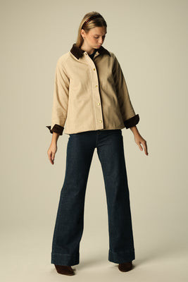 Reid Jacket in Taupe Plush Herringbone | Duffield Lane