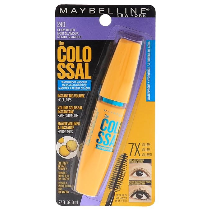 Maybelline Volum' Express Colossal Waterproof Mascara Makeup, Volumizing, Glam Black, 1 Count | Amazon (US)