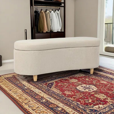 47 Inches Curved Upholstered Storage Ottoman Bench | Wayfair North America