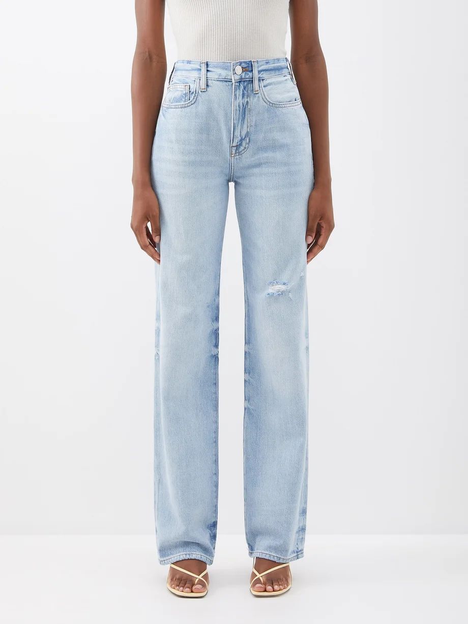 Le Jane distressed high-rise straight-leg jeans | FRAME | Matches (US)