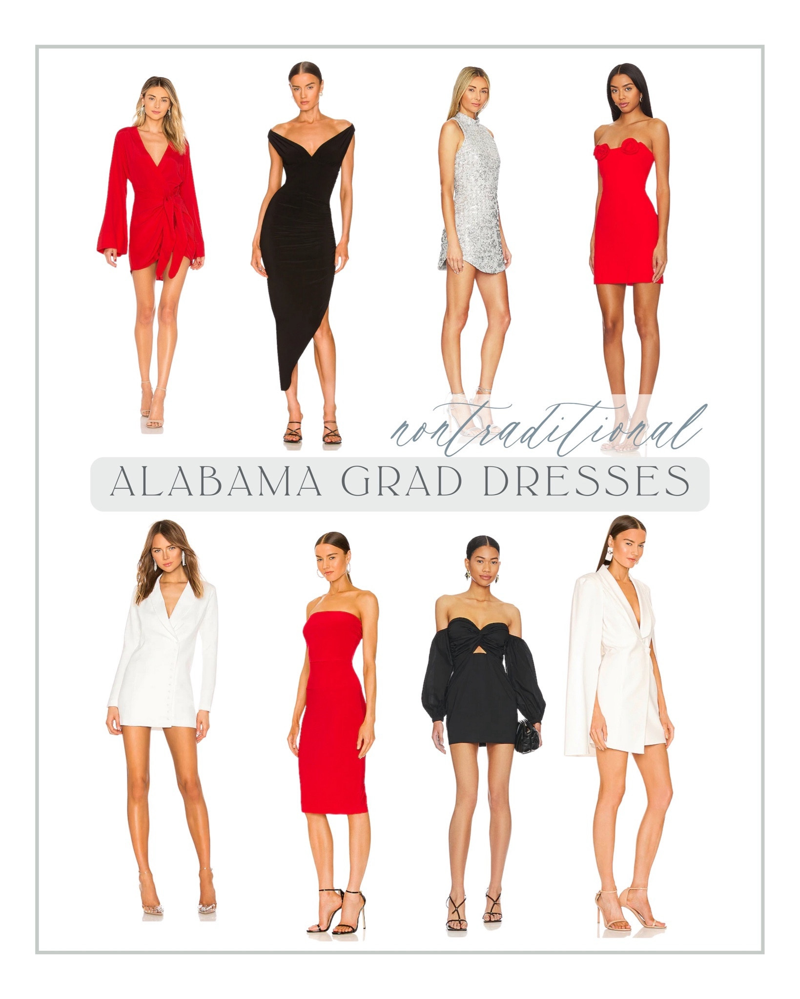 Who says you have to have a traditional white graduation dress?! Choose a dress in Alabama crimson. Go sleek in black to match your cap and gown. Want to stay more traditional in white, then make it a power move in a white blazer! Staying traditional, then dress up your white dress with a statement heel. Want photos taken at your sorority? Bring a change of heels in your KD green or Phi Mu pink. Have fun with your graduation session styling!

#LTKshoecrush #LTKstyletip #LTKHoliday