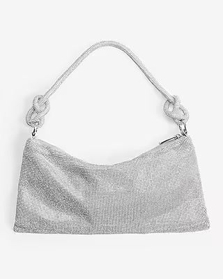 Rhinestone Knot Strap Slouch Bag Women's Silver | Express